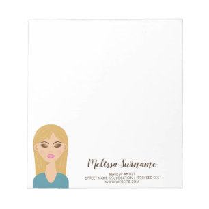 Bloc-note Femme aux cheveux blonds Maquilleuse Nom personnal