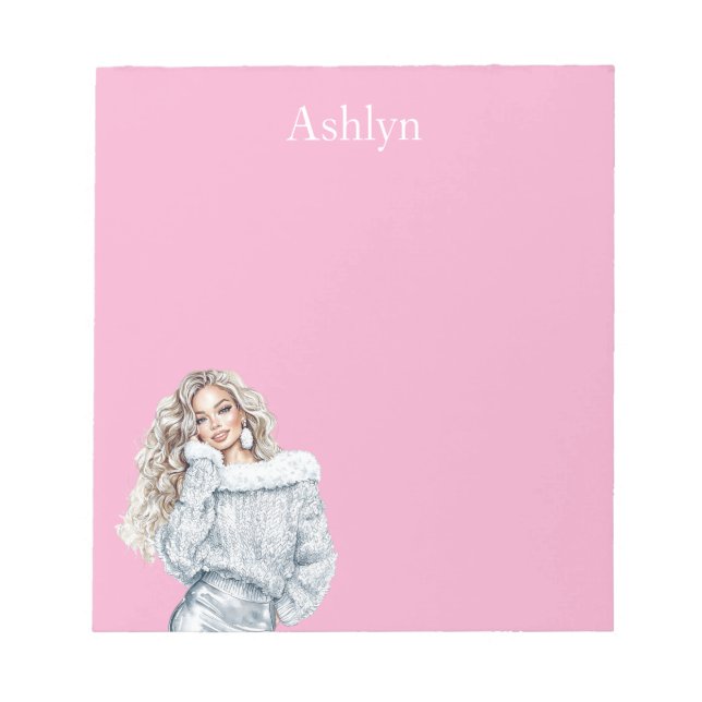Bloc-note Femme Blond Argent Rose   (Devant)