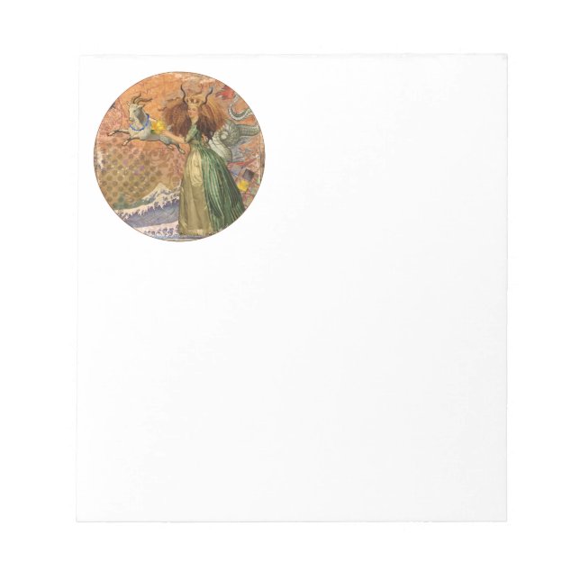 Bloc-note Femme Capricorne Chèvre Fantaisie Amusant (Devant)