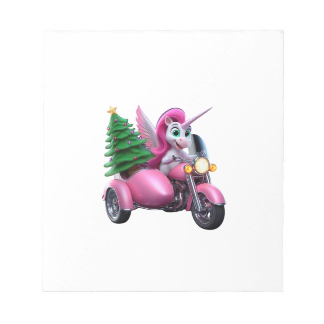 Bloc-note Femme Enfant Licorne Arbre de Noël Moto (Devant)
