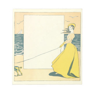 Bloc-note Femme marchant Chien sur la plage Edward Penfield