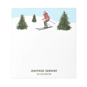 Bloc-note Femme skieuse à l'aquarelle instructrice de ski en