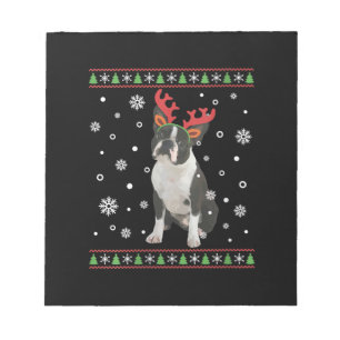 Bloc-note FEMMES Boston Terrier Xmas laide de Noël