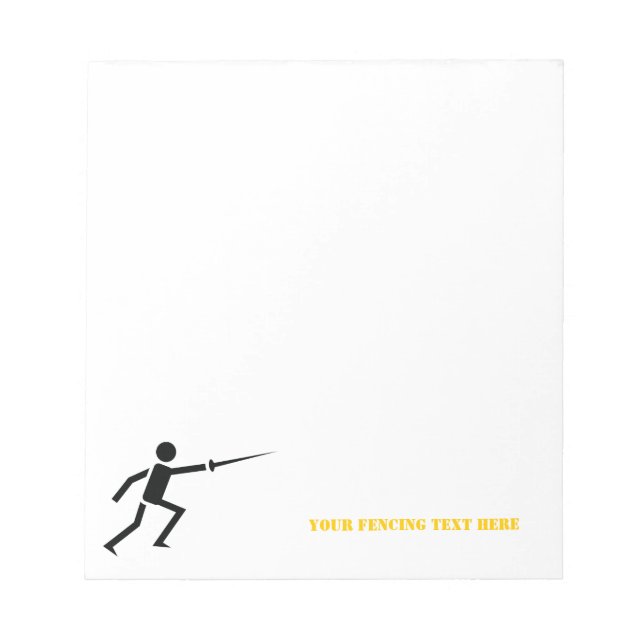 Bloc-note Fencer black silhouette with sword fencing custom (Devant)
