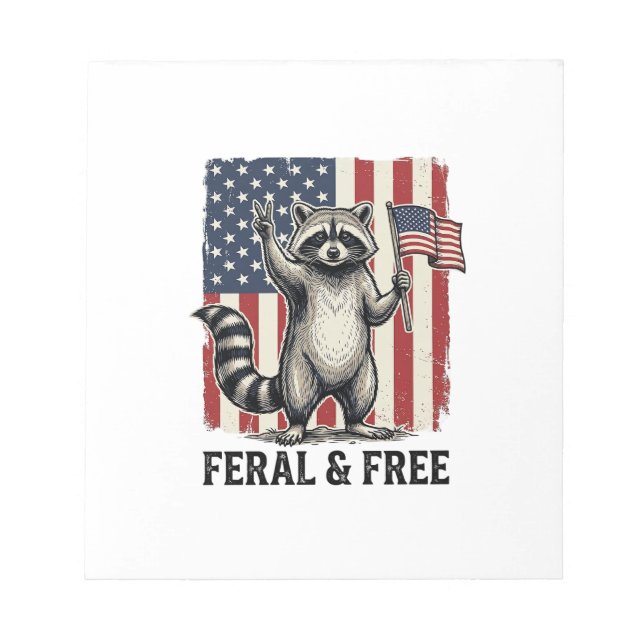 Bloc-note Feral and Free Patriotic Raccoon Vintage Shirt Des (Devant)