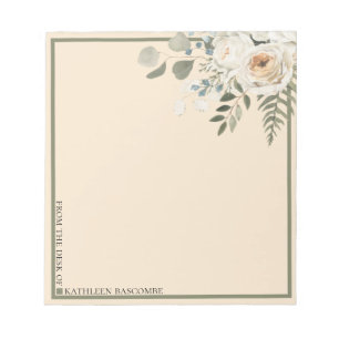 Bloc-note Fermes Roses Florales Du Bureau De La Crème