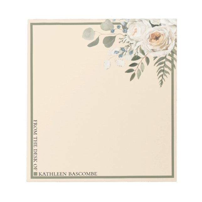 Bloc-note Fermes Roses Florales Du Bureau De La Crème (Devant)