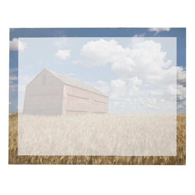 Bloc-note Fermes | Vieille grange rouge dans un champ de blé (Devant)