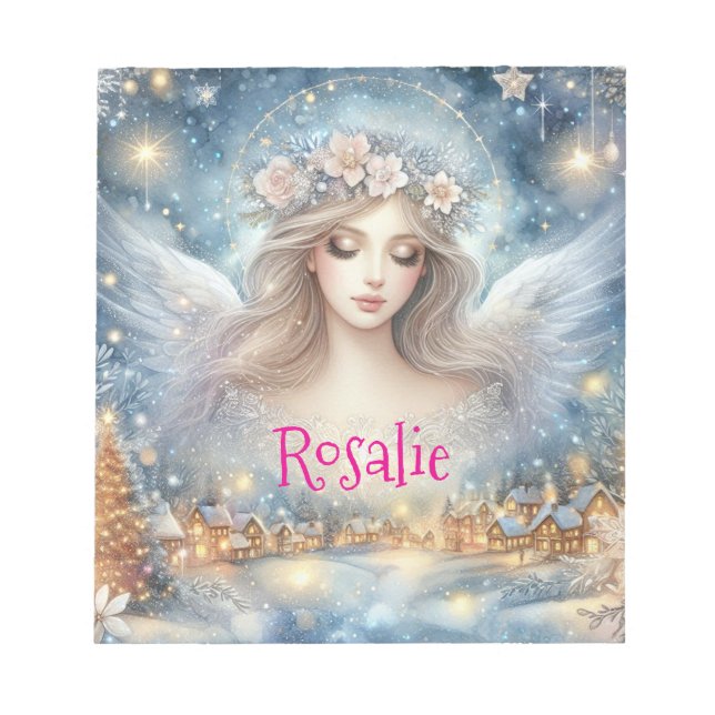 Bloc-note Festive Blue Watercolor Ethereal Frost Snow Angel (Devant)