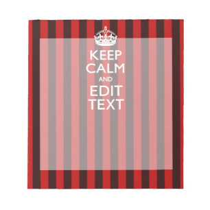 Bloc-note Festive Keep Calm Your Text on Red Stripes