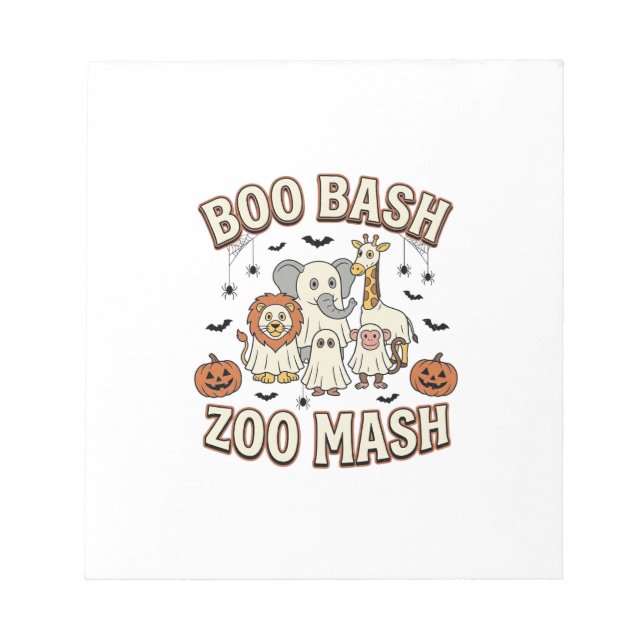 Bloc-note Fête amusante d'animaux de Zoo Boo Bash Halloween_ (Devant)