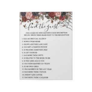 Bloc-note Fête des mariées d'automne Jeu d'Halloween Floral