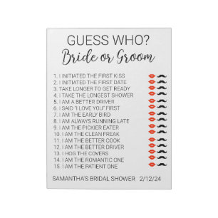 Bloc-note Fête des mariées Game Devine Qui