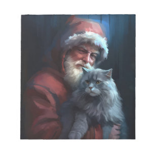 Bloc-note Fête du Père Noël du chat bleu russe