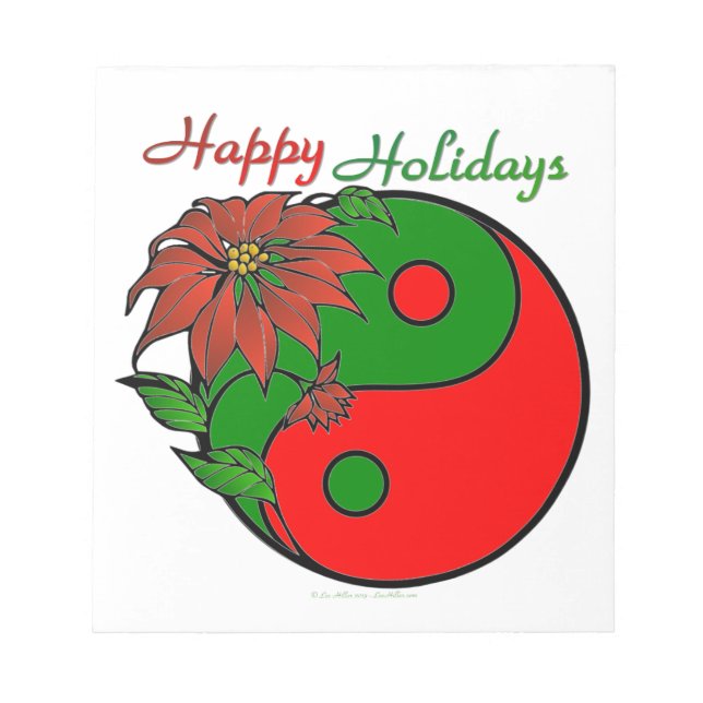 Bloc-note Fête Yin Yang Poinsettia Vert Rouge (Devant)