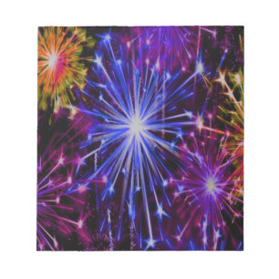 Bloc-note Feu d'artifice bleu et rouge amusant et flashy