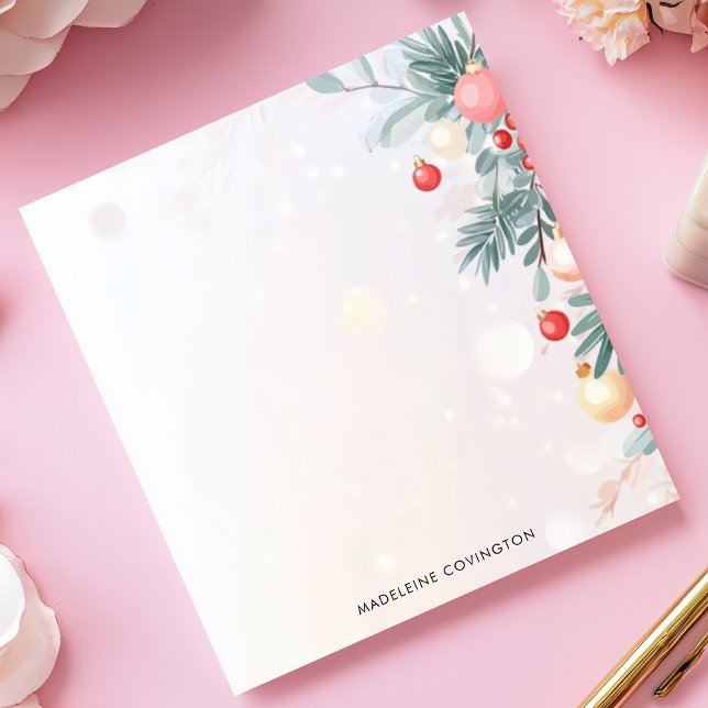 Bloc-note Feuillage de Noël élégant Nom personnalisé (Créateur téléchargé)