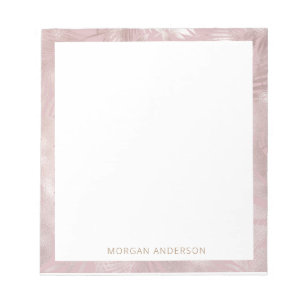 Bloc-note feuillage tropical rose or faux feuil monogramme