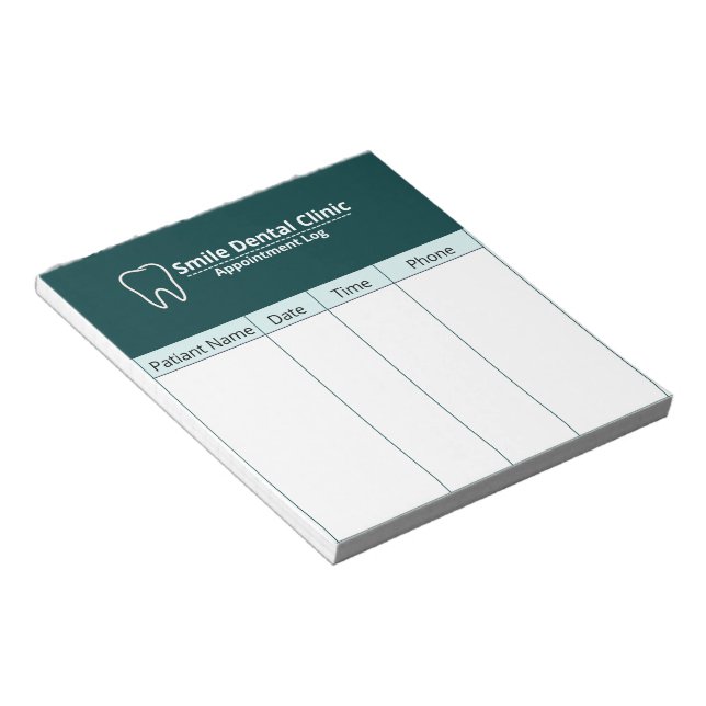 Bloc-note Feuille de registre des rendez-vous dentaires pour (Incliné)