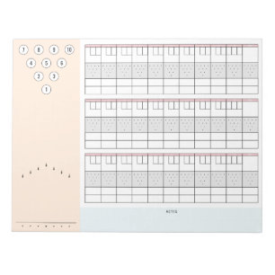 Bloc-note Feuille de résultats de Bowling 3 jeux avec épingl