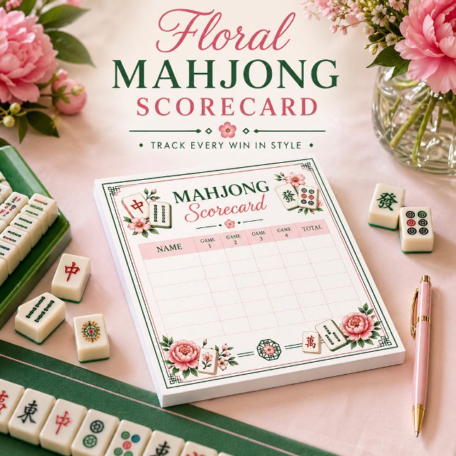 Bloc-note Feuille de score de Mahjong Floral (Créateur téléchargé)