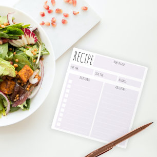 Bloc-note Feuille vierge de lavande mauve simple Recette cul