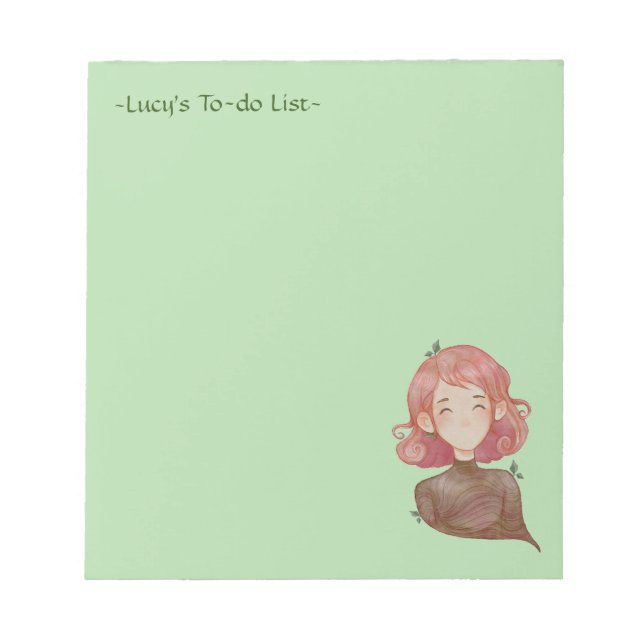 Bloc-note Feuilles aquarelle et caractère fille arbre (Devant)