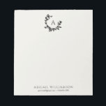 Bloc-note Feuilles botaniques Neutre ivoire Monogramme initi<br><div class="desc">Une couronne de croissant dessinée à la main de feuilles et de lauriers entoure votre monogramme ou initiale. Cliquez sur le bouton personnaliser pour modifier la couleur de l'arrière - plan ou ajouter du texte.</div>