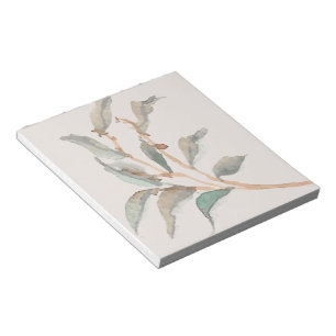 Bloc-note Feuilles d'aquarelle simple Vert moderne et rose