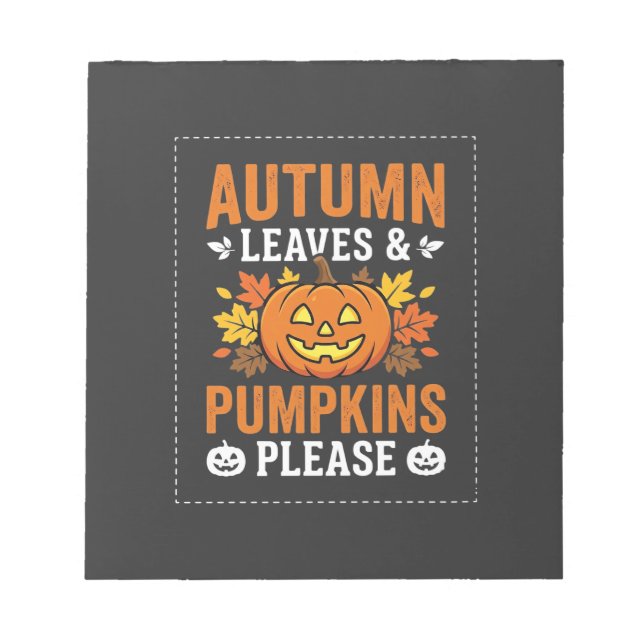 Bloc-note Feuilles d'automne Citrouille Halloween Design (Devant)