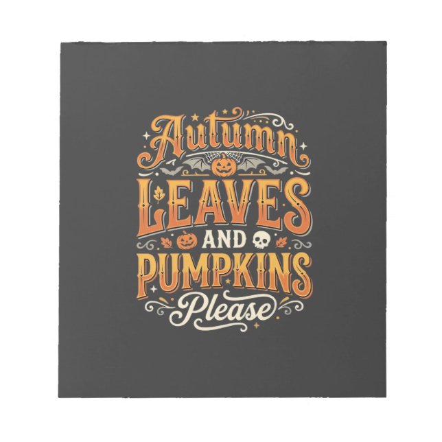 Bloc-note Feuilles d'automne et citrouilles s'il vous plaît  (Devant)