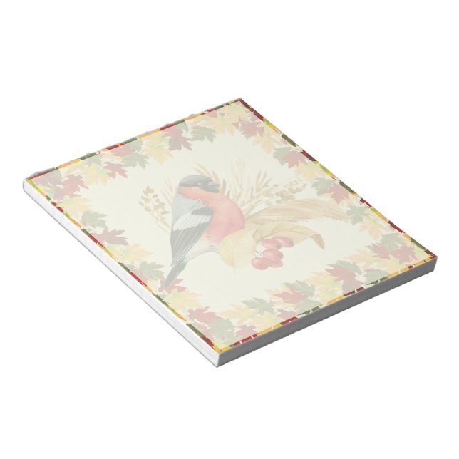 Bloc-note Feuilles d'automne et oiseau  (Incliné)