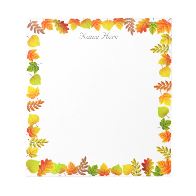 Bloc-note Feuilles d'automne sur simple blanc (Devant)
