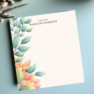 Bloc-note Feuilles de pastel élégantes Nom personnalisé bota