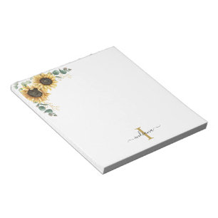 Bloc-note Feuilles d'Eucalyptus Tournesol Monogramme Écritur