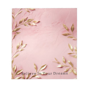 Bloc-note Feuilles d'or rose