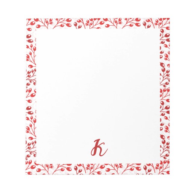Bloc-note Feuilleté rouge Motif moderne Élégant Monogramme (Devant)