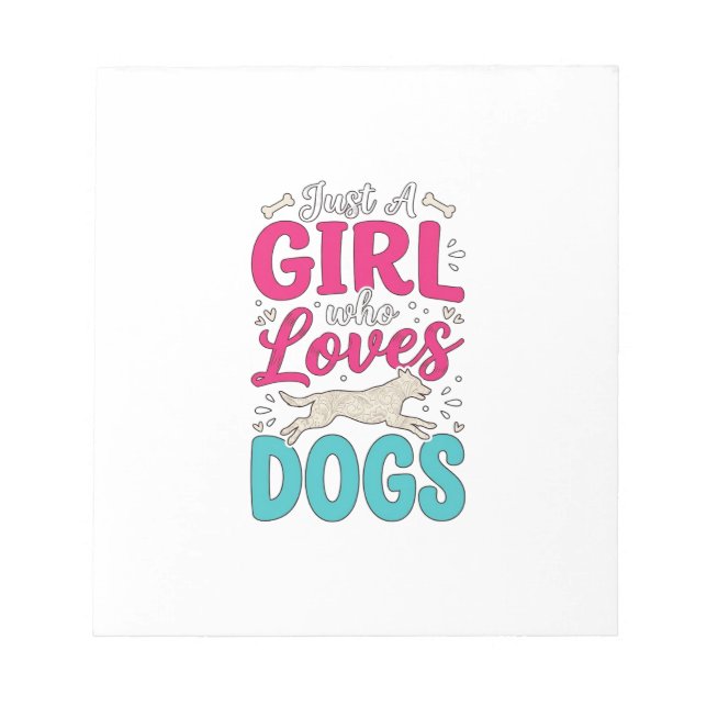 Bloc-note Fille aime les chiens Typographie de gravure vinta (Devant)