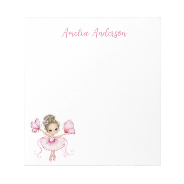 Bloc-note Fille Ballerine Rose Fantaisiste (Devant)