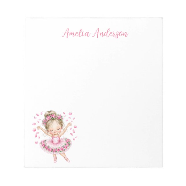 Bloc-note Fille Ballerine Rose Fantaisiste (Devant)