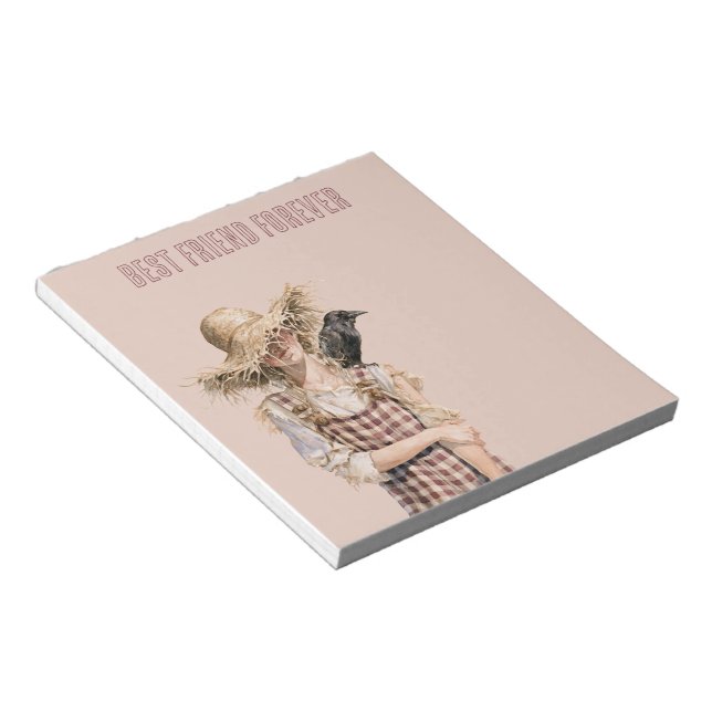 Bloc-note Fille Chapeau de Paille Corbeau (Incliné)