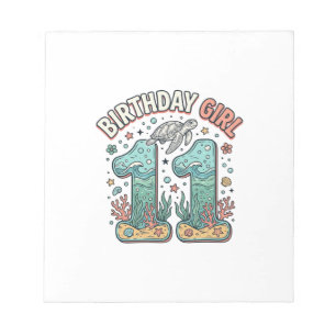 Bloc-note Fille d'anniversaire 11 Tortue de mer Conception d