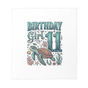 Bloc-note Fille d'anniversaire 11 Tortue de mer Gravure vint