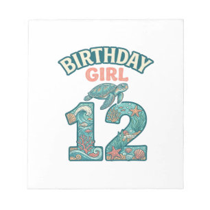 Bloc-note Fille d'anniversaire 12 Tortue de mer Océan Vintag