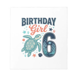 Bloc-note Fille d'anniversaire 6 Tortue de mer Conception ve