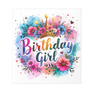 Bloc-note Fille d'anniversaire couronne florale