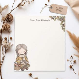 Bloc-note Fille d'automne vintage Cottagecore bois Papeterie