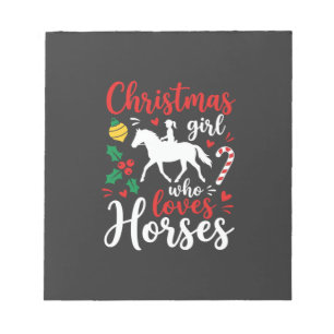 Bloc-note Fille de Noël qui aime les chevaux