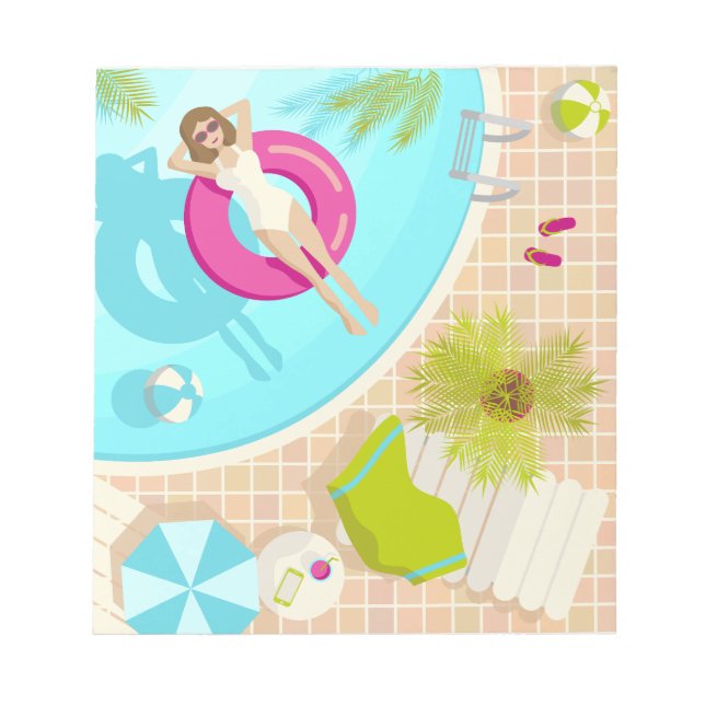 Bloc-note Fille de piscine en bikini plage d'été (Devant)