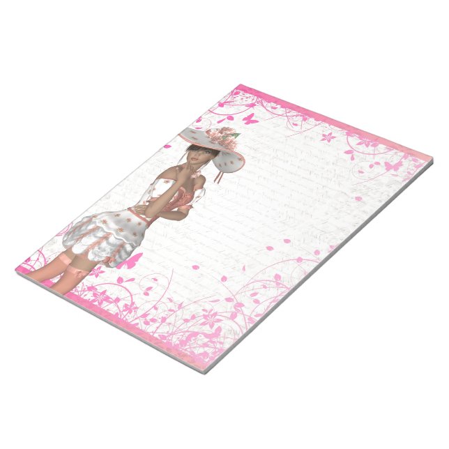 Bloc-note fille d'été rose (Incliné)